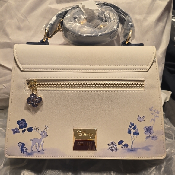 Snow White Floral Blue and White Loungefly BoxLunch Exclusive Bag And Wallet - Picture 8 of 16